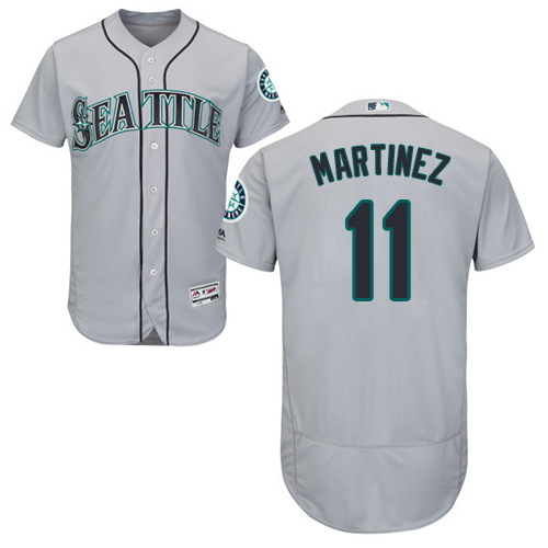 Mariners #11 Edgar Martinez Grey Flexbase Authentic Collection Stitched MLB Jersey - Click Image to Close